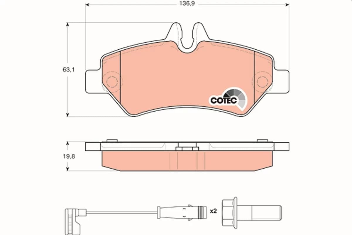 Kit de plaquettes de frein, frein à disque COTEC