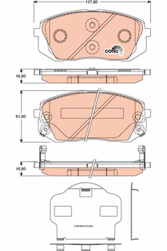Kit de plaquettes de frein, frein à disque COTEC