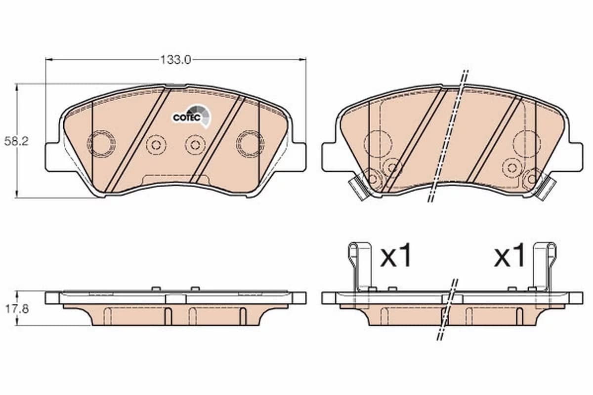 Kit de plaquettes de frein, frein à disque COTEC