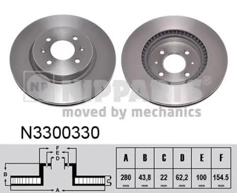 Jeu de 2 Disques de frein NIPPARTS