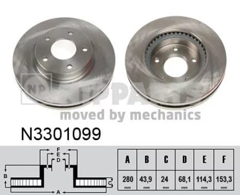 Jeu de 2 Disques de frein NIPPARTS