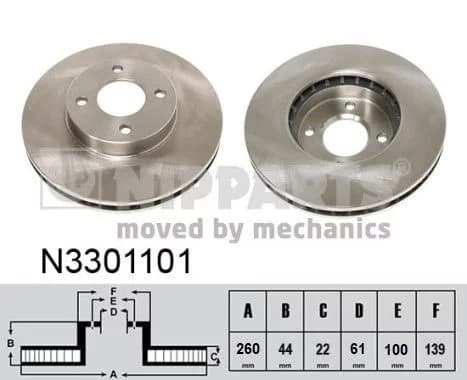 Jeu de 2 Disques de frein NIPPARTS