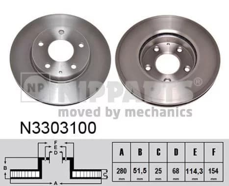 Jeu de 2 Disques de frein NIPPARTS