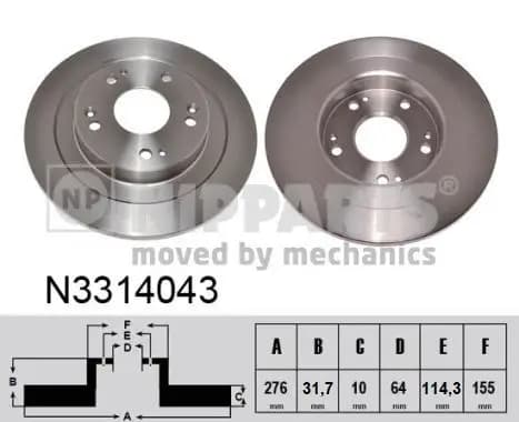 Jeu de 2 Disques de frein NIPPARTS