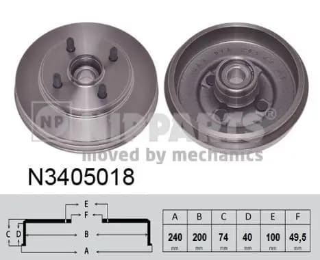 Jeu de 2 Tambour de frein NIPPARTS