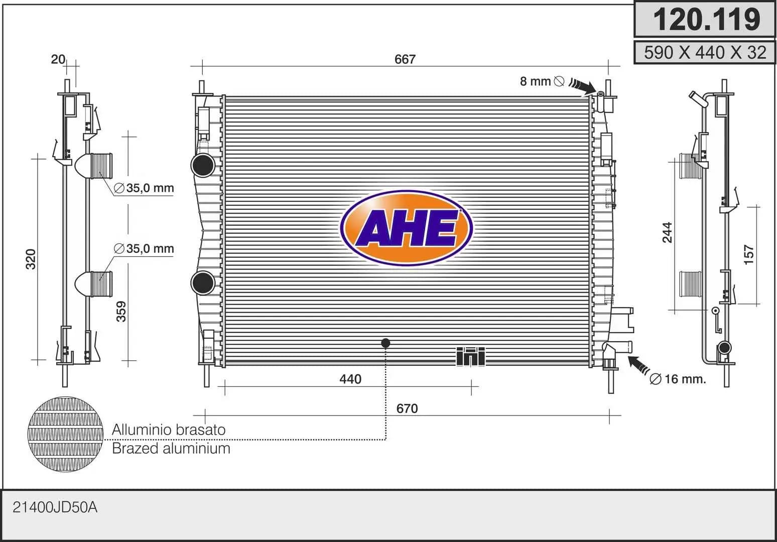 Radiateur, refroidissement du moteur AHE
