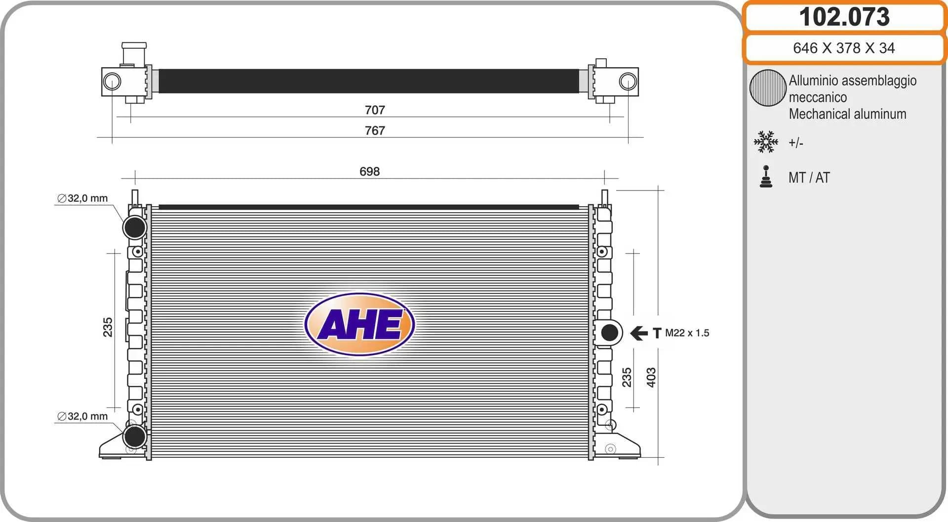 Radiateur, refroidissement du moteur AHE