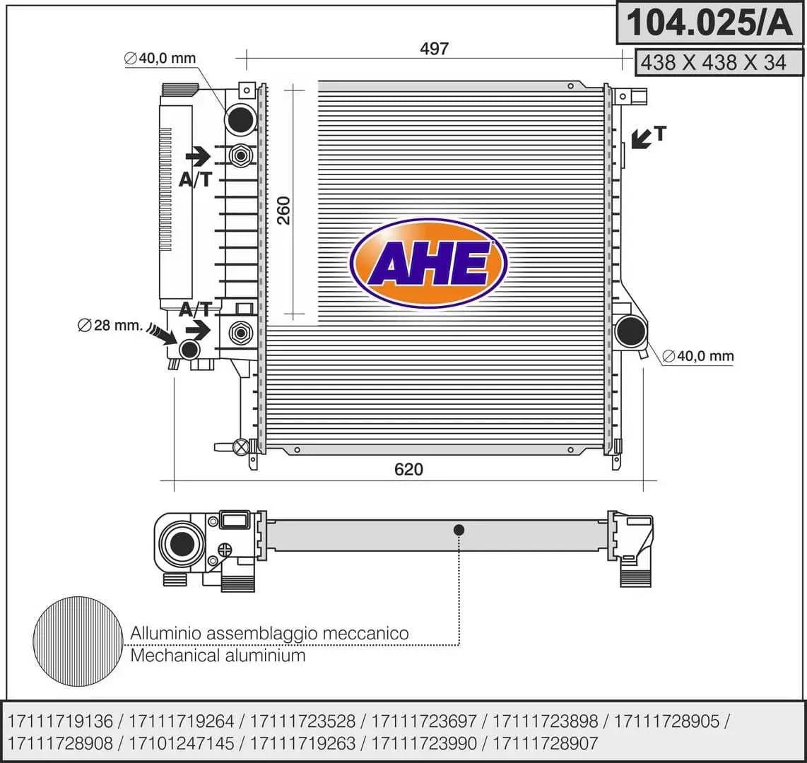 Radiateur, refroidissement du moteur AHE