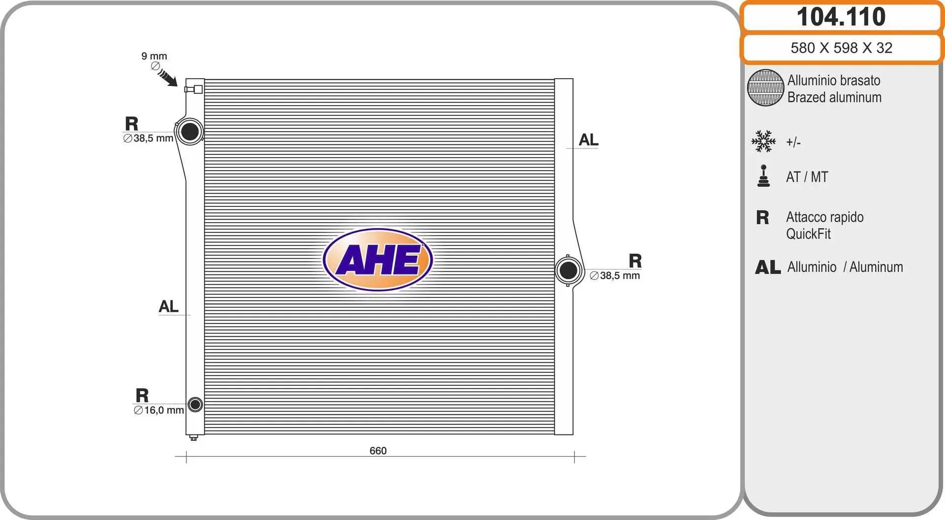 Radiateur, refroidissement du moteur AHE