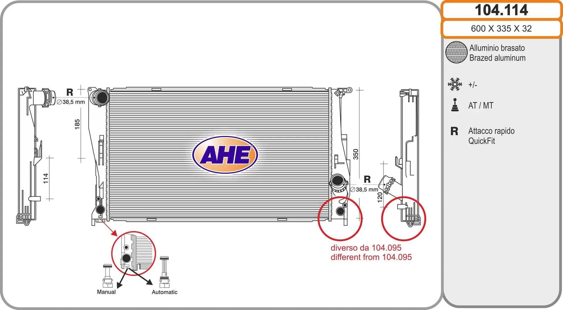 Radiateur, refroidissement du moteur AHE