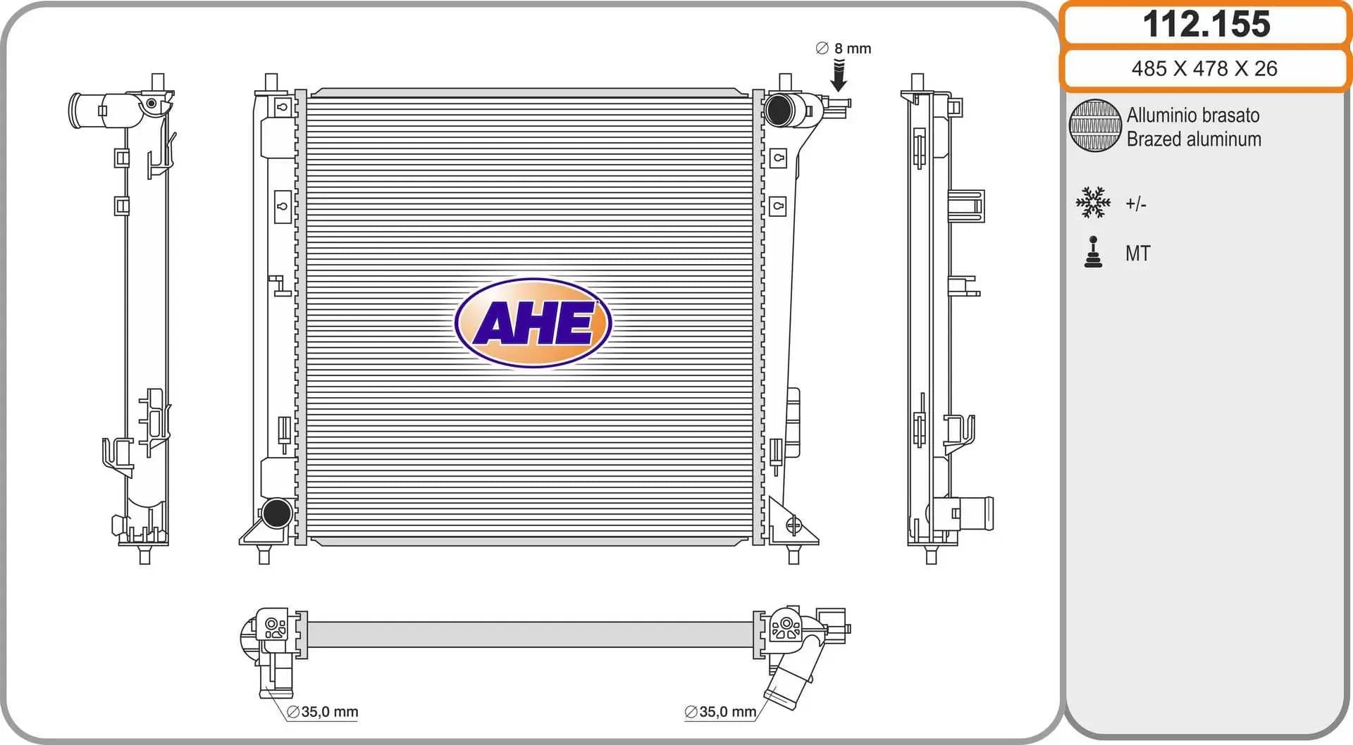 Radiateur, refroidissement du moteur AHE