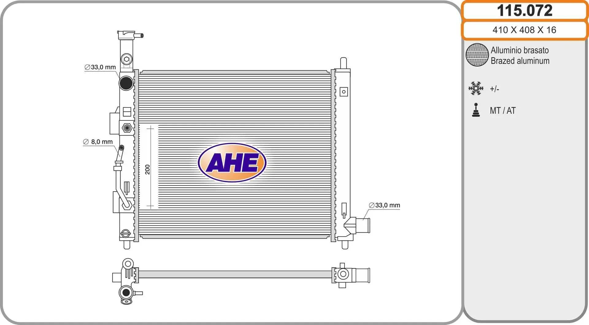 Radiateur, refroidissement du moteur AHE