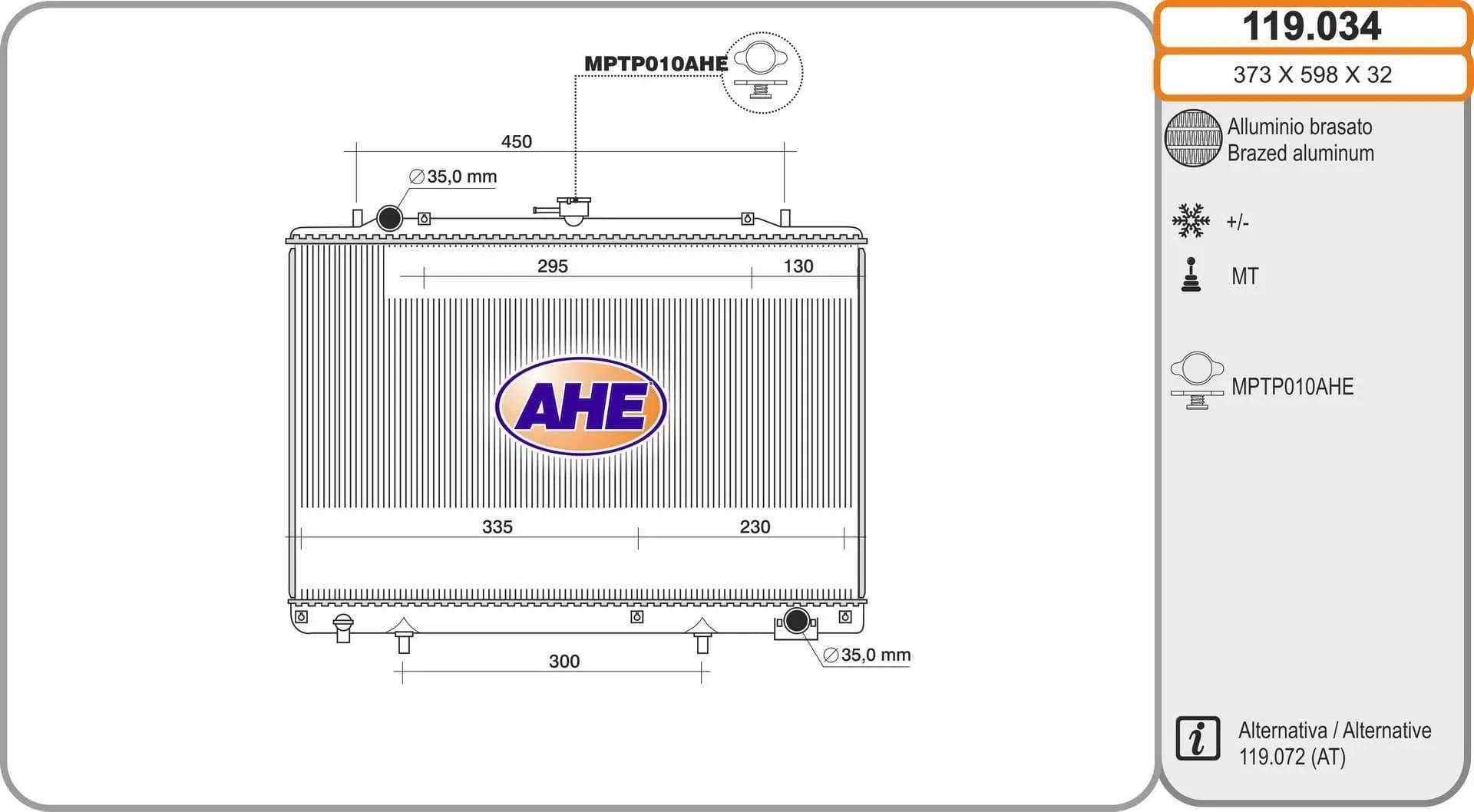 Radiateur, refroidissement du moteur AHE