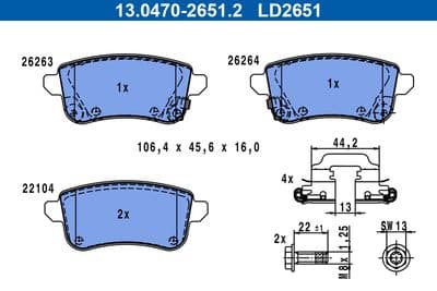 Kit de plaquettes de frein, frein à disque ATE Ceramic