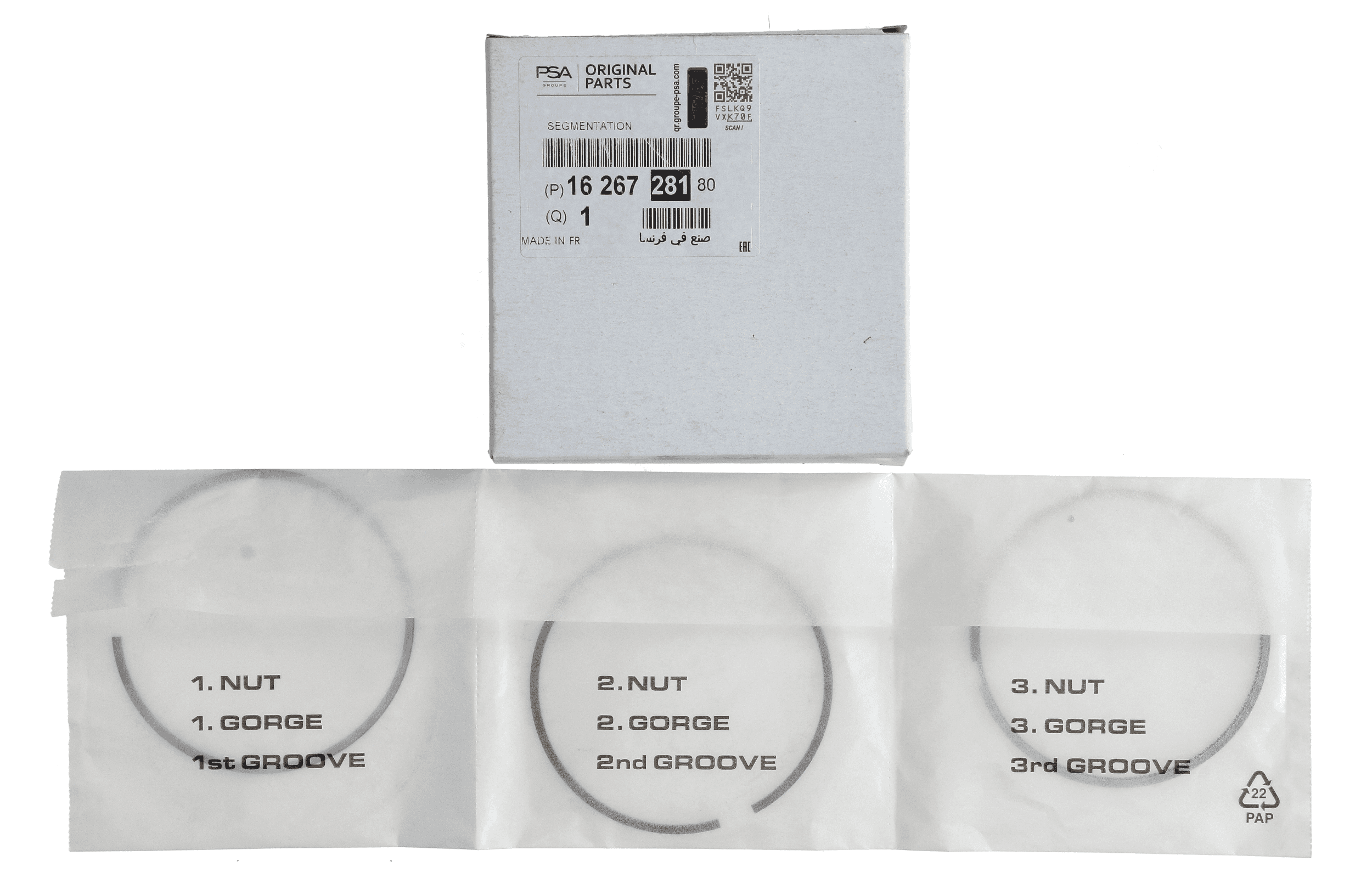 Jeu de segments de pistons Origine Peugeot