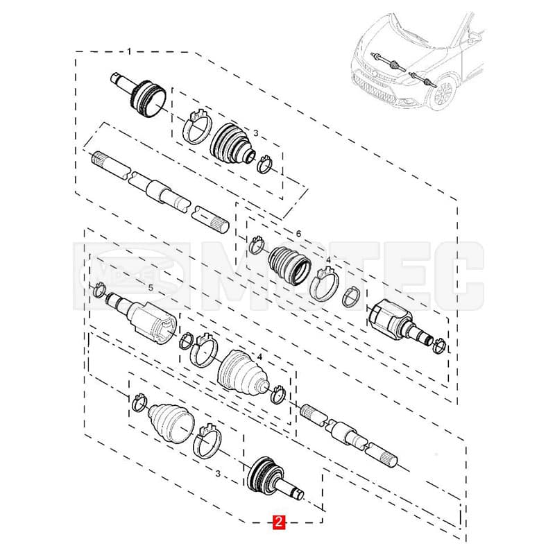 Arbre de transmission, entraînement essieux