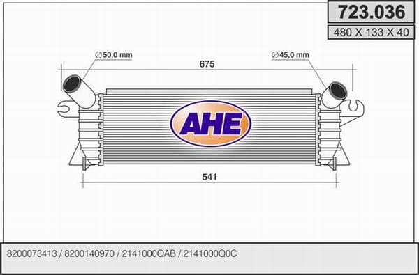 Intercooler radiateur de turbo
