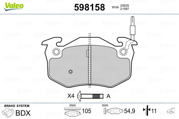 Plaquettes de frein arriere (Jeu de 4)