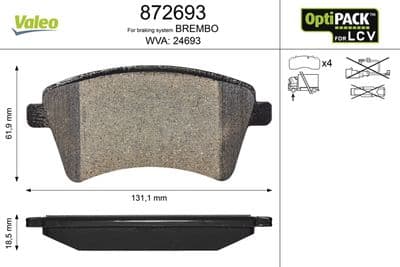 Kit de plaquettes de frein, frein à disque OPTIPACK for LCV