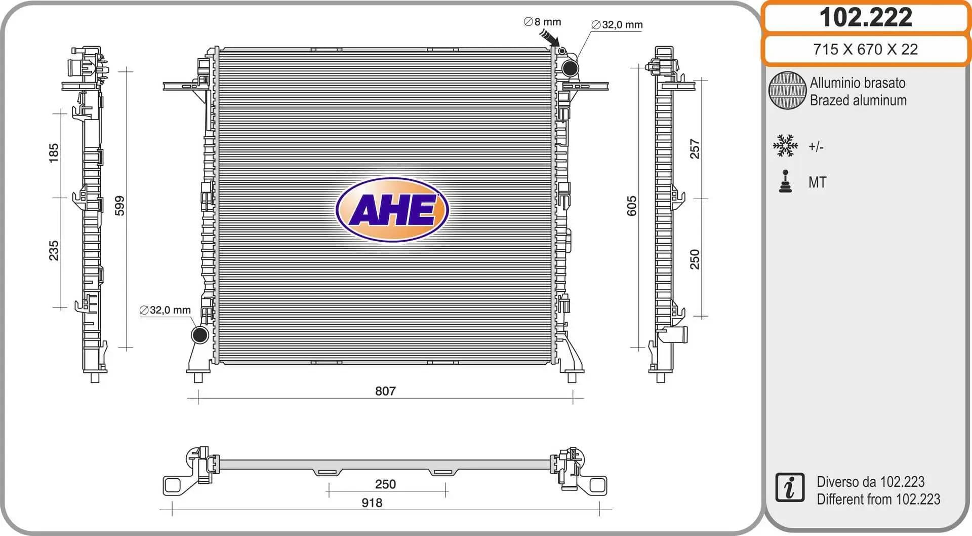 Radiateur, refroidissement du moteur AHE